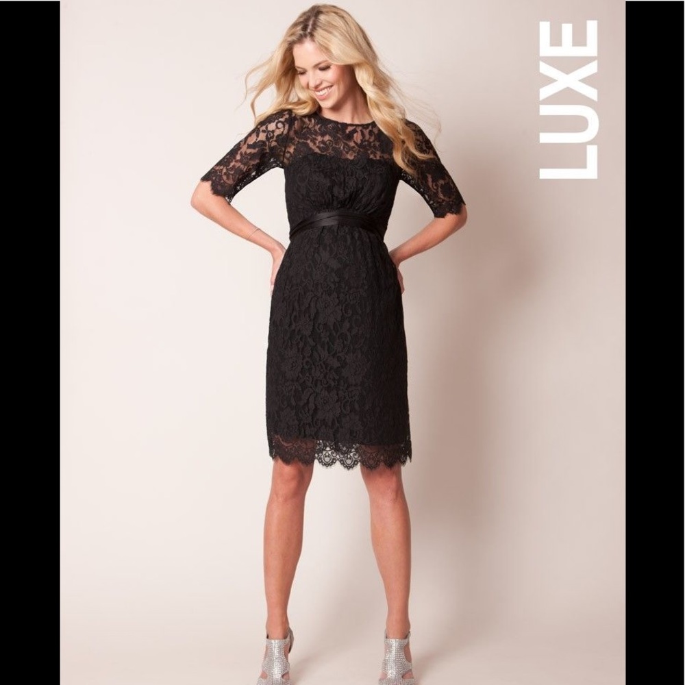Seraphine Luxe Black Lace Maternity Dress - US 2